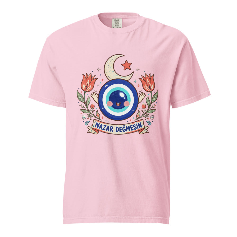 Nazar Değmesin Unisex Garment-Dyed Heavyweight T-Shirt, Roots & Talks - Blossom