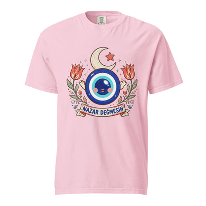 Nazar Değmesin Unisex Garment-Dyed Heavyweight T-Shirt, Roots & Talks - Blossom