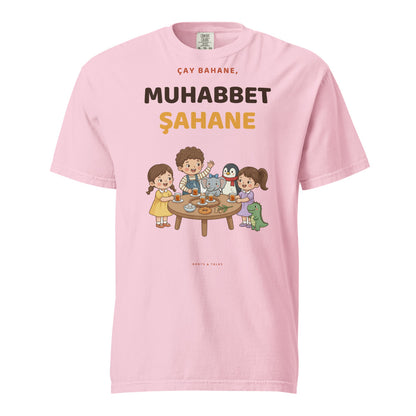 Çay Bahane, Muhabbet Şahane Unisex Garment-Dyed Heavyweight T-Shirt, Roots & Talks - Blossom