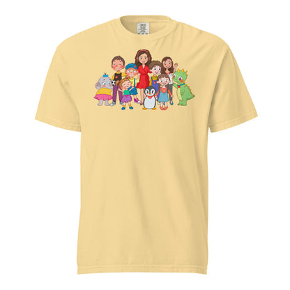 All the Characters Together Unisex Garment-Dyed Heavyweight T-Shirt, Roots & Talks - Butter