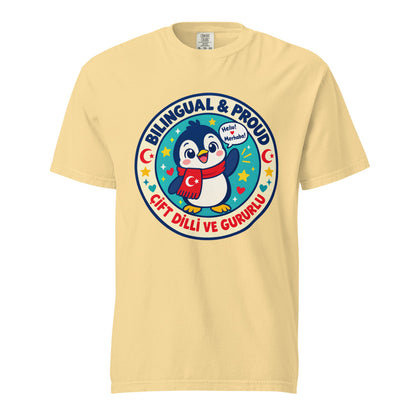 Bilingual & Proud Unisex Garment-Dyed Heavyweight T-Shirt, Roots & Talks - Butter