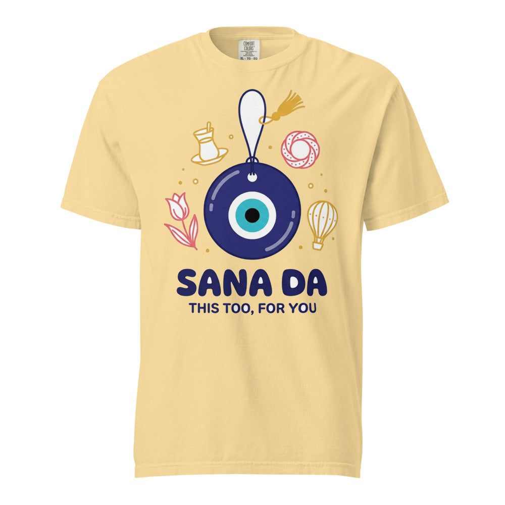 Sana Da Unisex Garment-Dyed Heavyweight T-Shirt, Roots & Talks - Butter