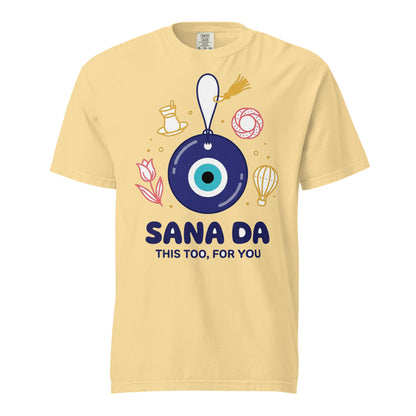 Sana Da Unisex Garment-Dyed Heavyweight T-Shirt, Roots & Talks - Butter