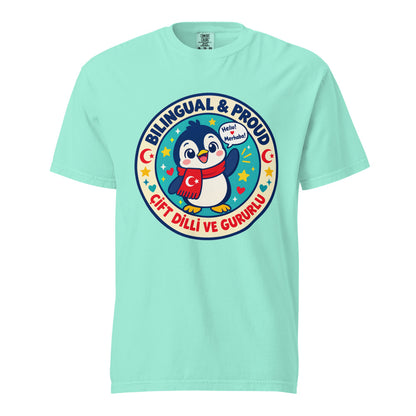 Bilingual & Proud Unisex Garment-Dyed Heavyweight T-Shirt, Roots & Talks - Chalky Mint