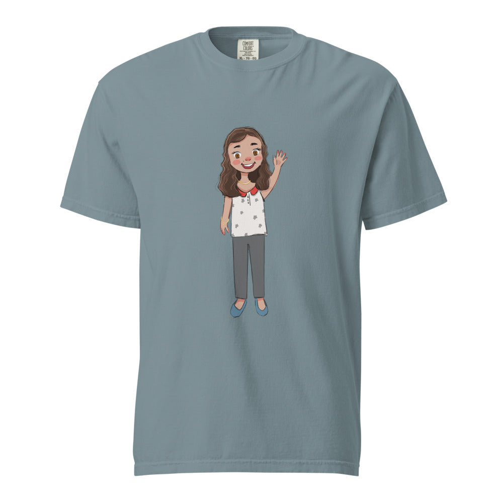 Defne Character Unisex Garment-Dyed Heavyweight T-Shirt, Roots & Talks - Ice Blue