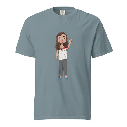 Defne Character Unisex Garment-Dyed Heavyweight T-Shirt, Roots & Talks - Ice Blue
