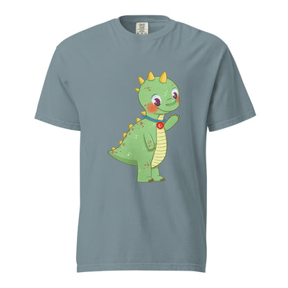 Dino Dinosaur Unisex Garment-Dyed Heavyweight T-Shirt, Roots & Talks - Ice Blue