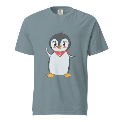 Pingucan Penguin Unisex Garment-Dyed Heavyweight T-Shirt, Roots & Talks - Ice Blue