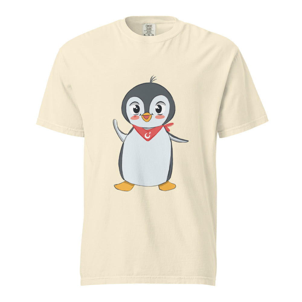 Pingucan Penguin Unisex Garment-Dyed Heavyweight T-Shirt, Roots & Talks - Ivory