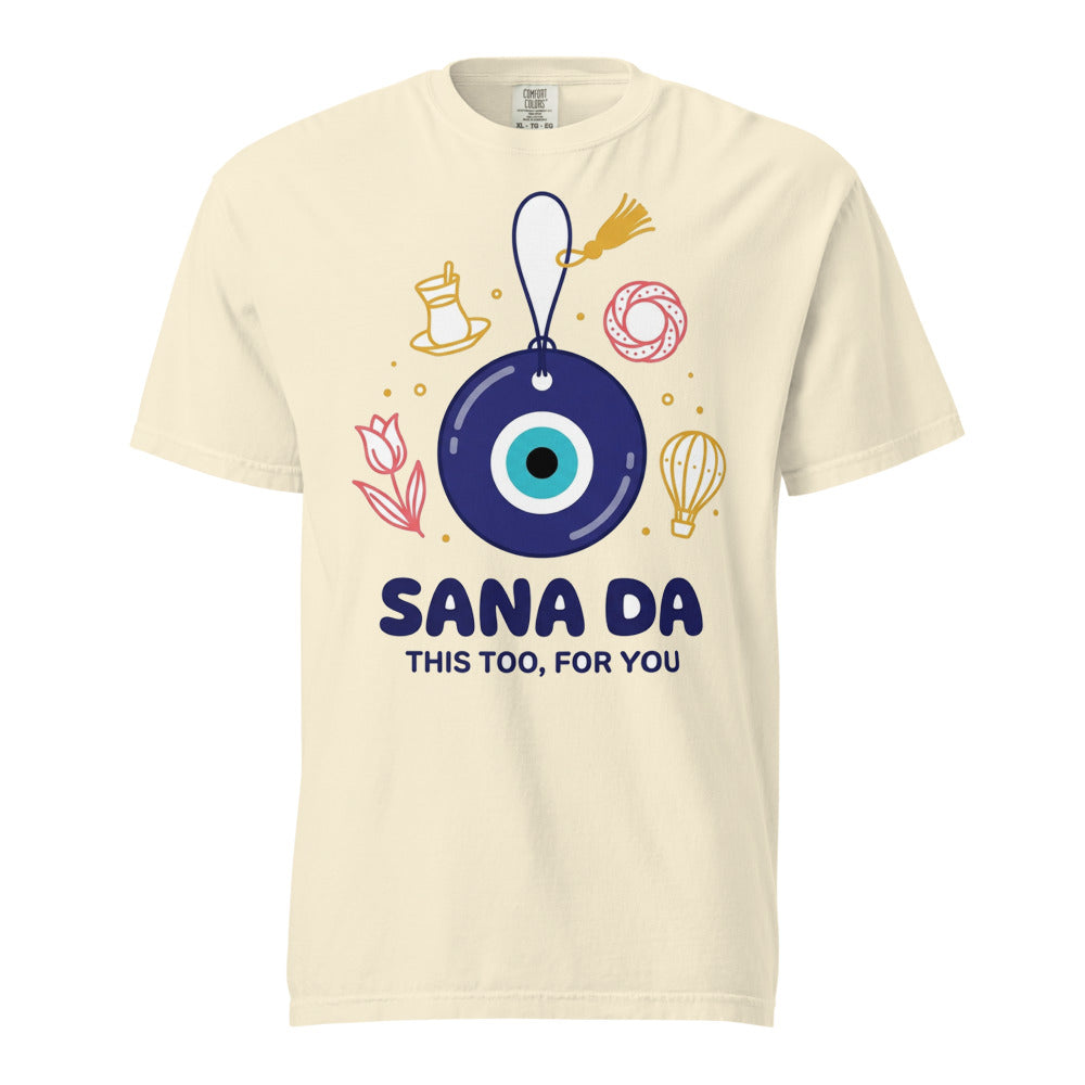 Sana Da Unisex Garment-Dyed Heavyweight T-Shirt, Roots & Talks - Ivory