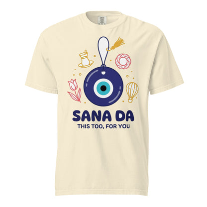 Sana Da Unisex Garment-Dyed Heavyweight T-Shirt, Roots & Talks - Ivory