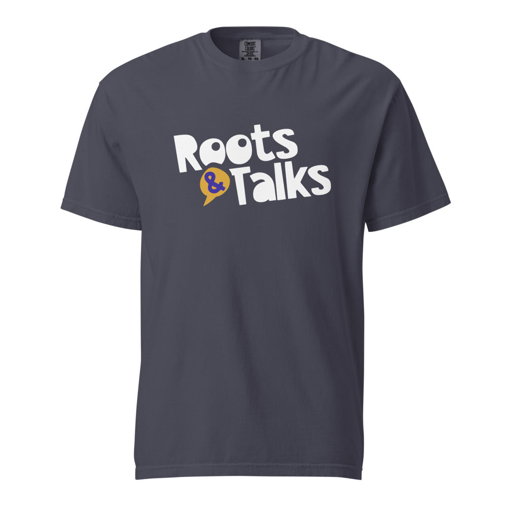 Roots & Talks Logo Unisex Garment-Dyed Heavyweight T-Shirt - Navy