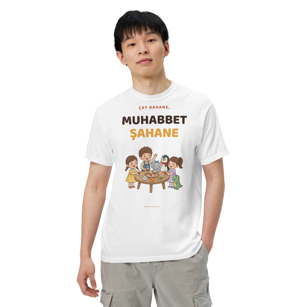 Çay Bahane, Muhabbet Şahane Unisex Garment-Dyed Heavyweight T-Shirt, Roots & Talks - lifestyle photo 1
