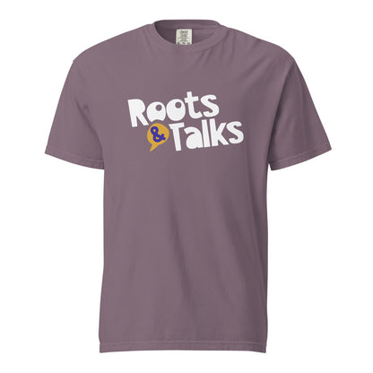 Roots & Talks Logo Unisex Garment-Dyed Heavyweight T-Shirt - Wine