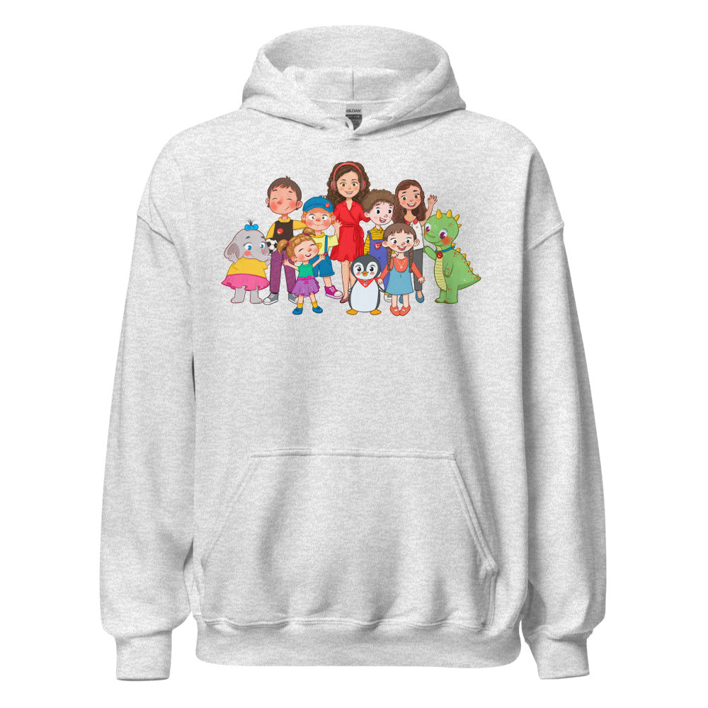 All the Characters Together Unisex Heavy Blend Hoodie, Roots & Talks - Ash