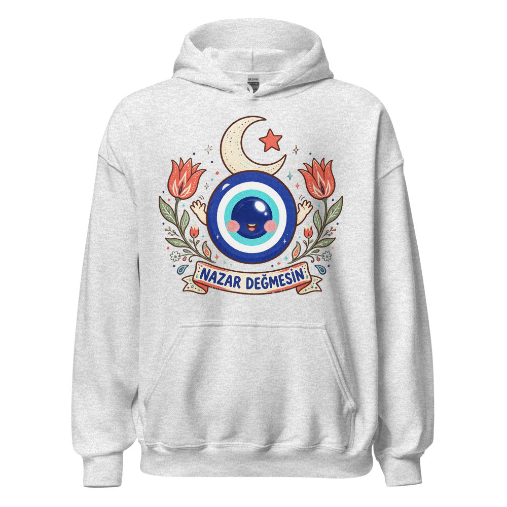 Nazar Değmesin Unisex Heavy Blend Hoodie, Roots & Talks - Ash