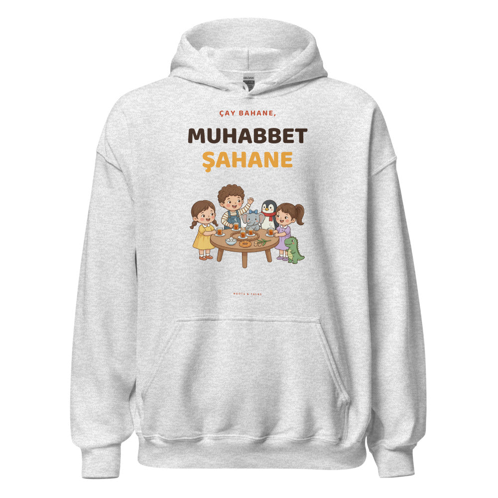 Çay Bahane, Muhabbet Şahane Unisex Heavy Blend Hoodie, Roots & Talks - Ash