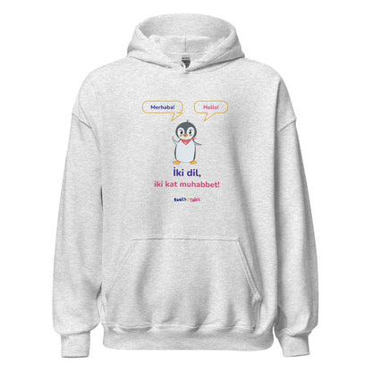 İki Dil, İki Kat Muhabbet Unisex Heavy Blend Hoodie, Roots & Talks - Ash