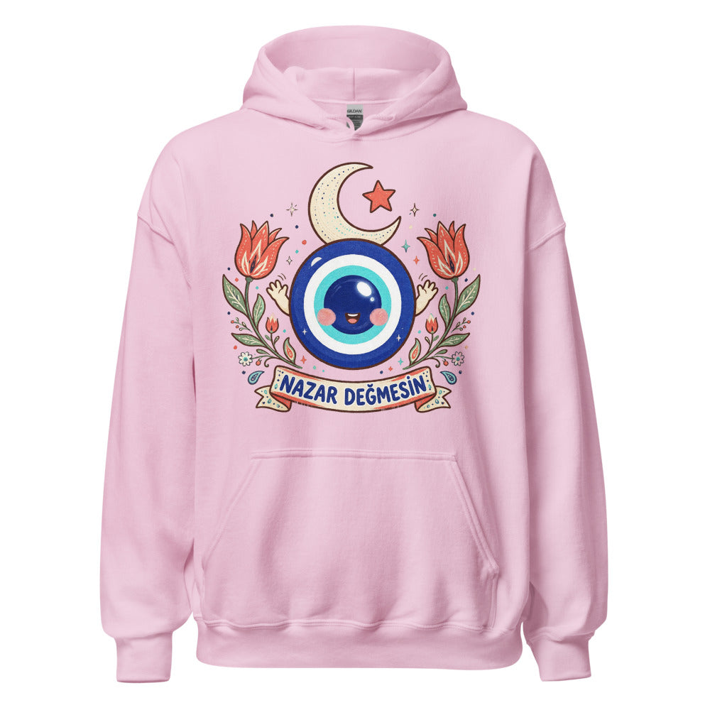 Nazar Değmesin Unisex Heavy Blend Hoodie, Roots & Talks - Light Pink