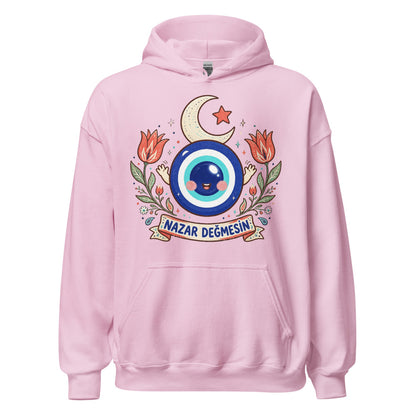 Nazar Değmesin Unisex Heavy Blend Hoodie, Roots & Talks - Light Pink