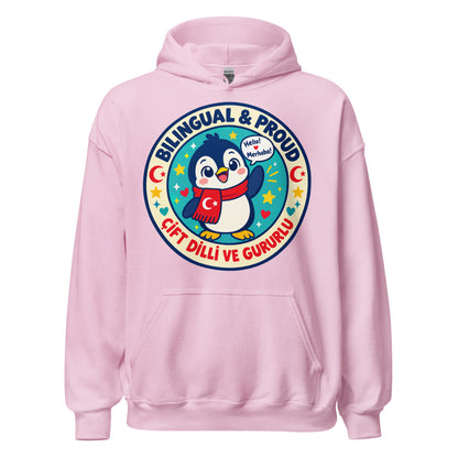 Bilingual & Proud Unisex Heavy Blend Hoodie, Roots & Talks - Light Pink