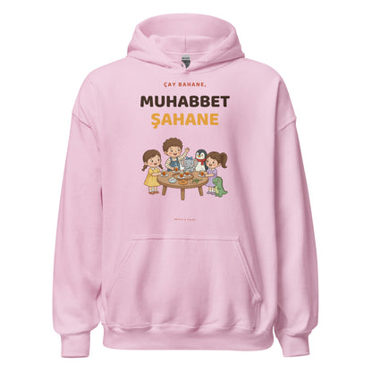Çay Bahane, Muhabbet Şahane Unisex Heavy Blend Hoodie, Roots & Talks - Light Pink