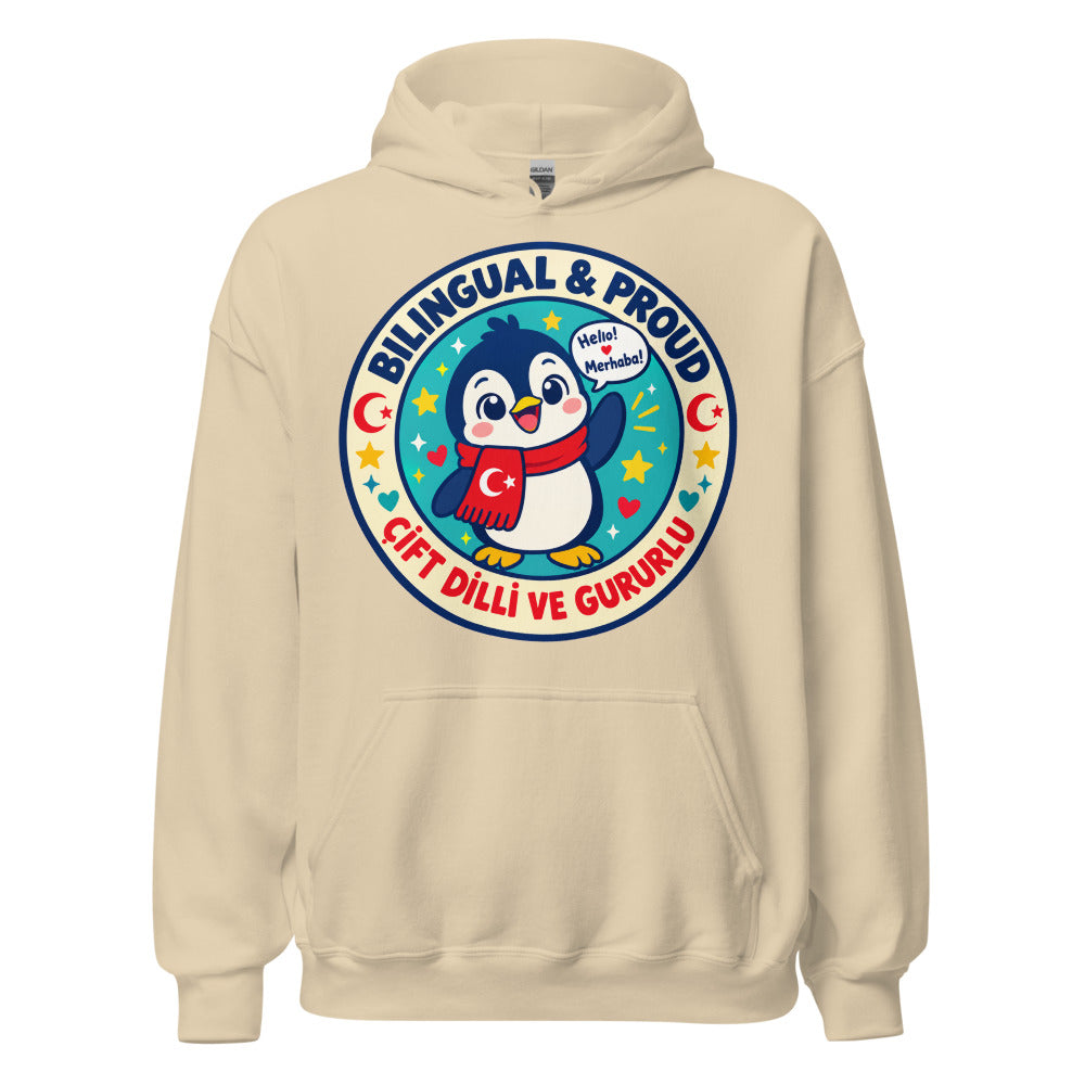 Bilingual & Proud Unisex Heavy Blend Hoodie, Roots & Talks - Sand