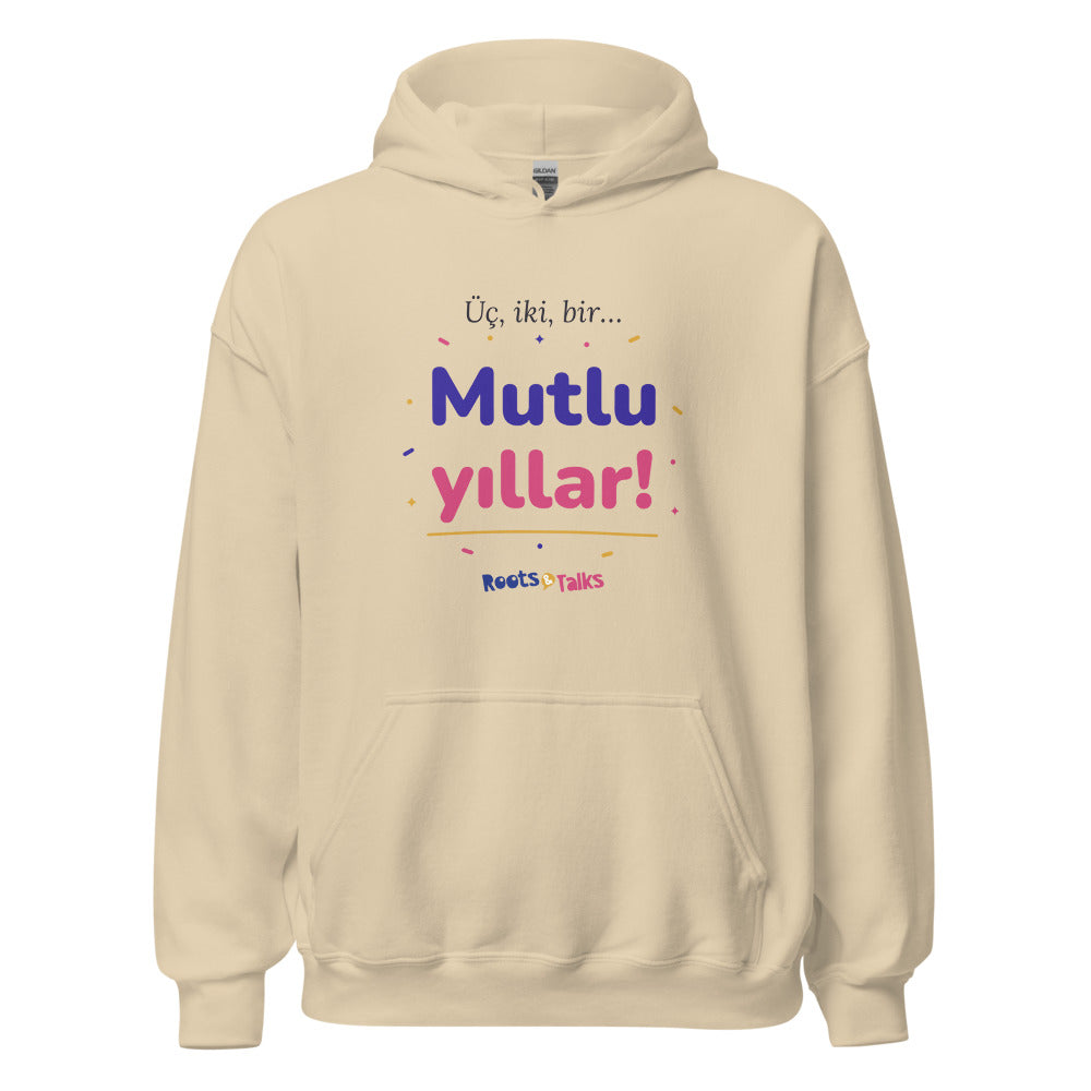 Üç, İki, Bir, Mutlu Yıllar Unisex Heavy Blend Hoodie, Roots & Talks - Sand