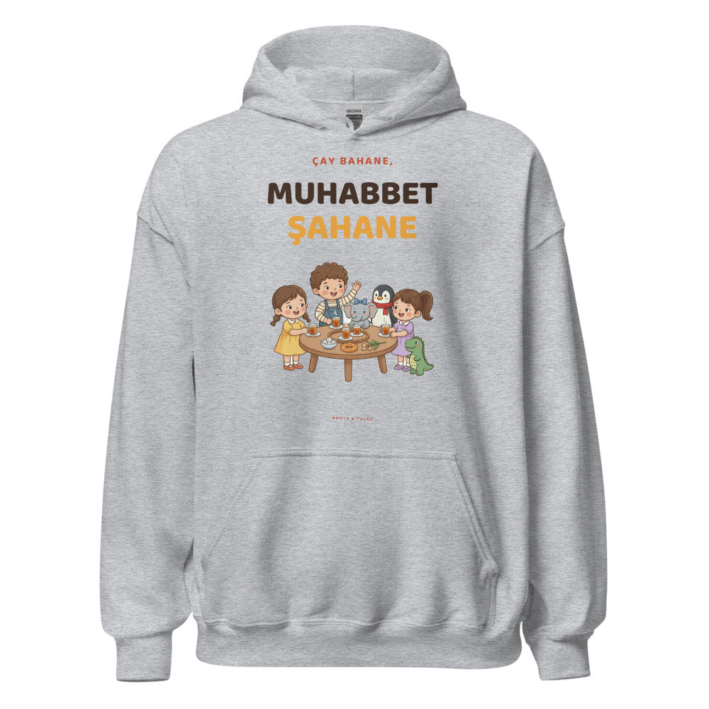 Çay Bahane, Muhabbet Şahane Unisex Heavy Blend Hoodie, Roots & Talks - Sport Grey