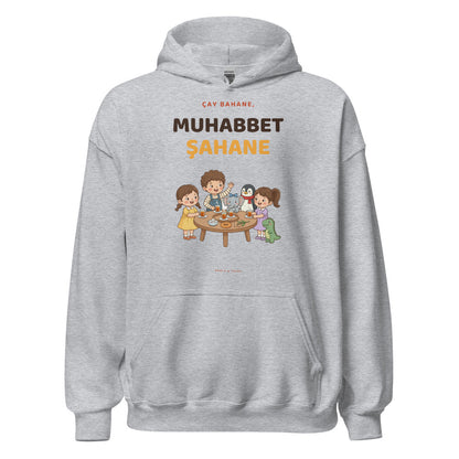 Çay Bahane, Muhabbet Şahane Unisex Heavy Blend Hoodie, Roots & Talks - Sport Grey