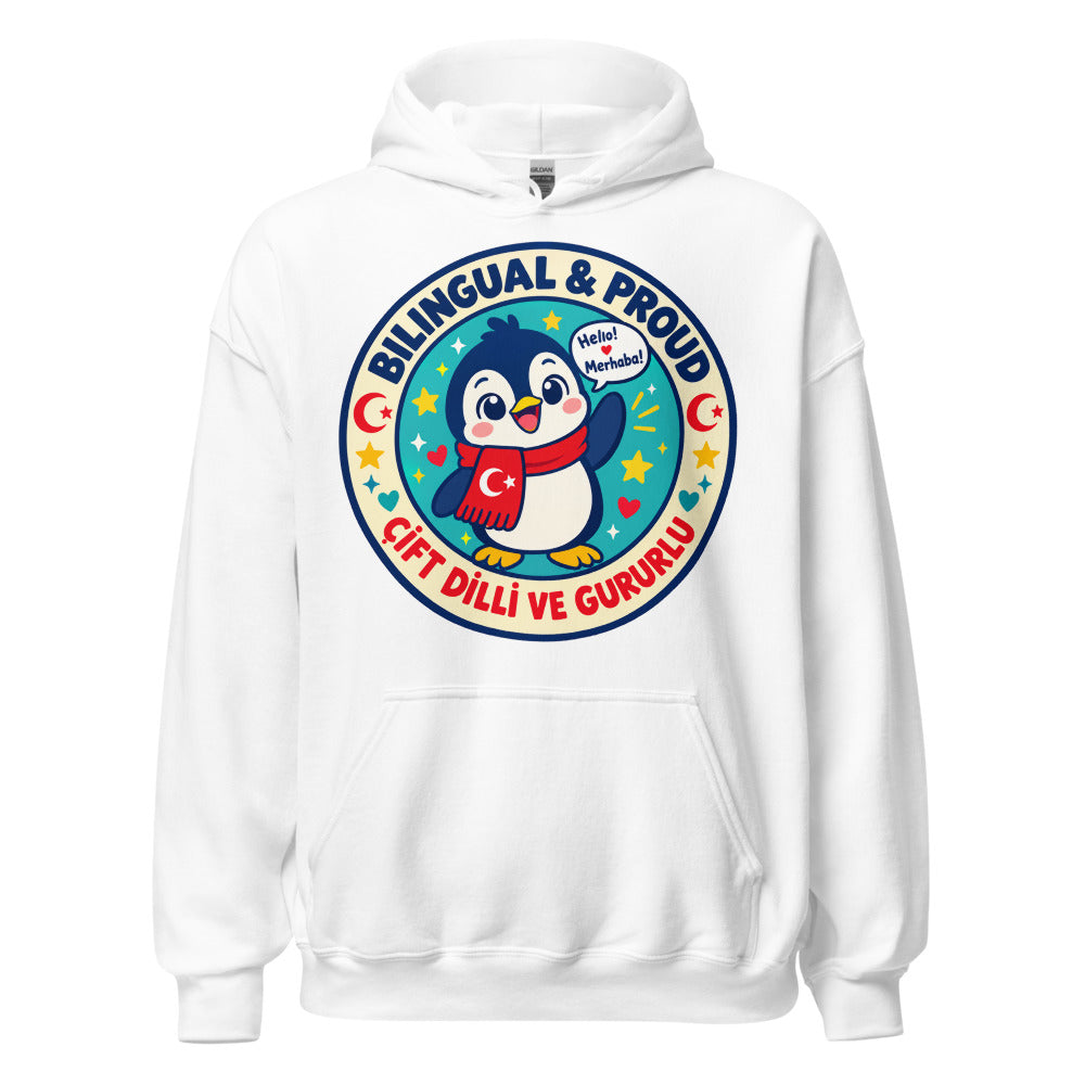 Bilingual & Proud Unisex Heavy Blend Hoodie, Roots & Talks - White