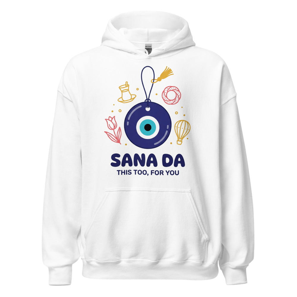 Sana Da Unisex Heavy Blend Hoodie, Roots & Talks - White