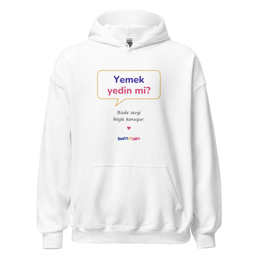 Yemek Yedin Mi? Unisex Heavy Blend Hoodie, Roots & Talks - White
