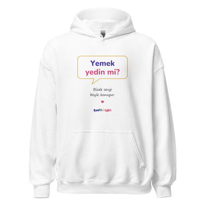 Yemek Yedin Mi? Unisex Heavy Blend Hoodie, Roots & Talks - White