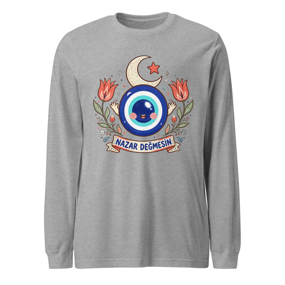Nazar Değmesin Unisex Long Sleeve T-Shirt, Roots & Talks - Athletic Heather
