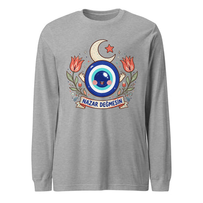 Nazar Değmesin Unisex Long Sleeve T-Shirt, Roots & Talks - Athletic Heather
