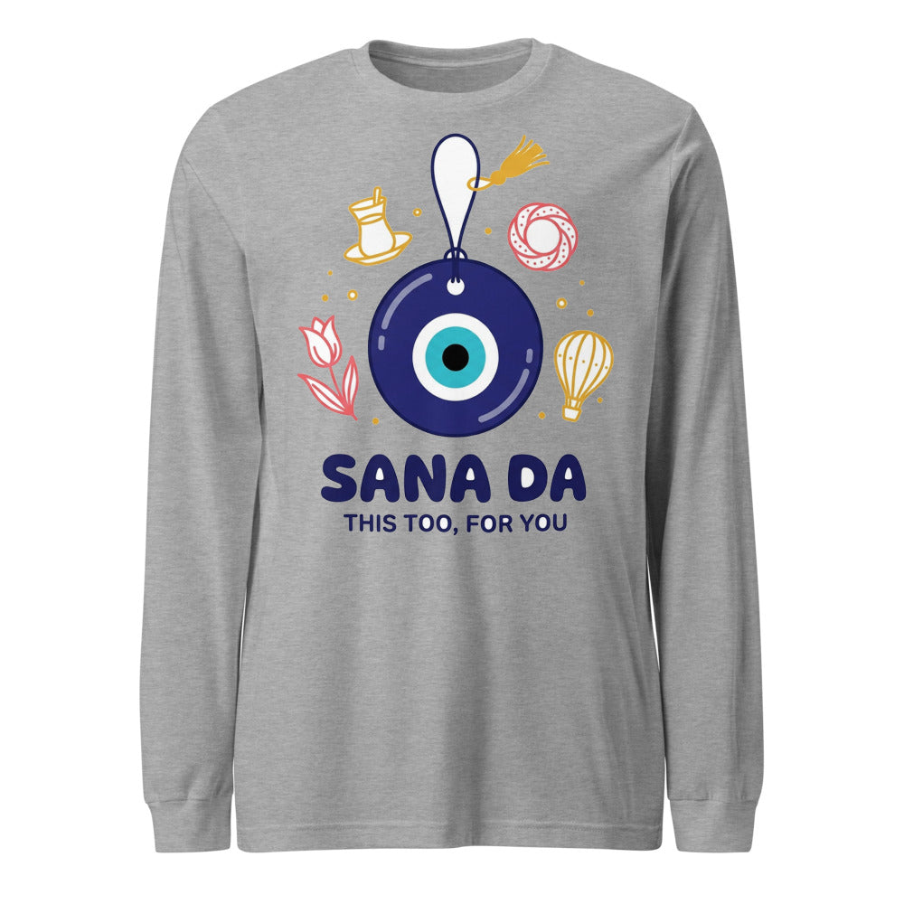 Sana Da Unisex Long Sleeve T-Shirt, Roots & Talks - Athletic Heather