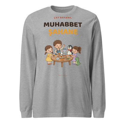Çay Bahane, Muhabbet Şahane Unisex Long Sleeve T-Shirt, Roots & Talks - Athletic Heather