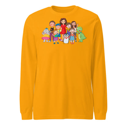 All the Characters Together Unisex Long Sleeve T-Shirt, Roots & Talks - Gold