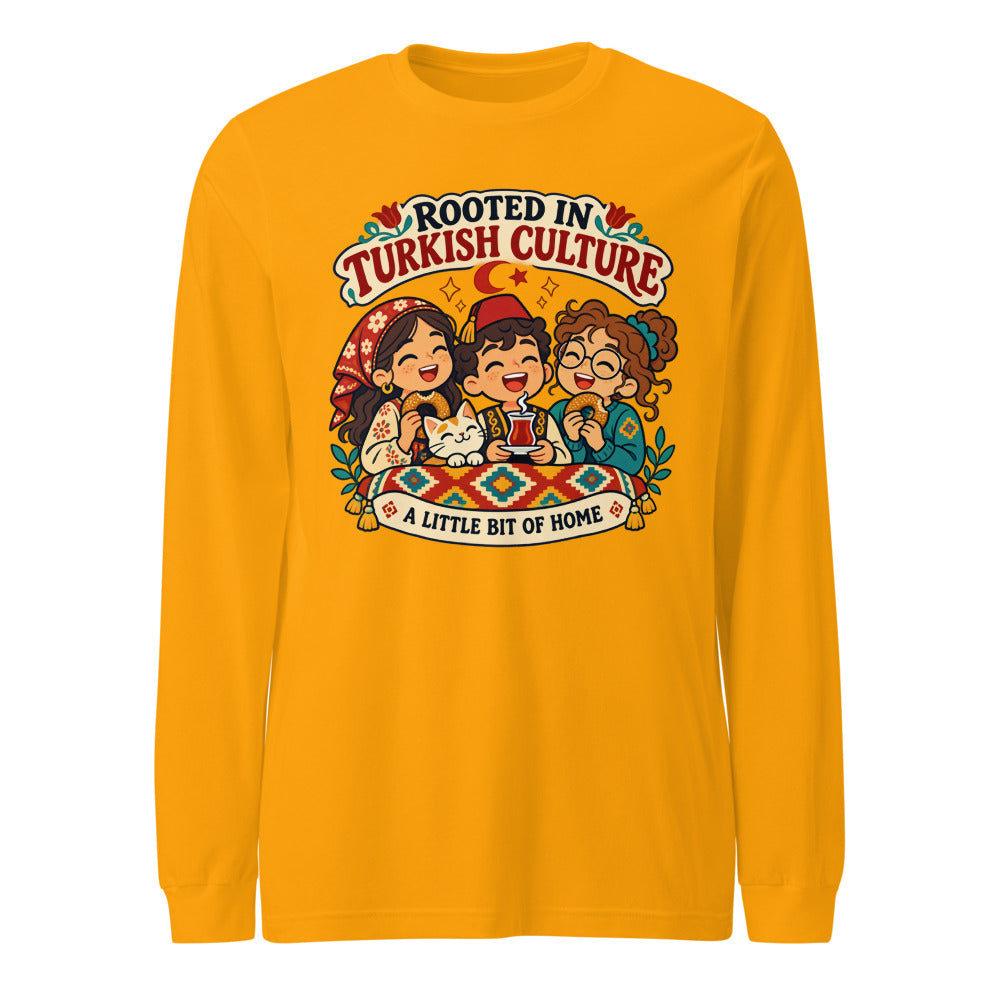 Rooted in Turkish Culture Unisex Long Sleeve T-Shirt, Roots & Talks - Gold
