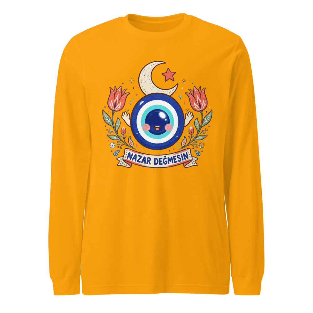 Nazar Değmesin Unisex Long Sleeve T-Shirt, Roots & Talks - Gold