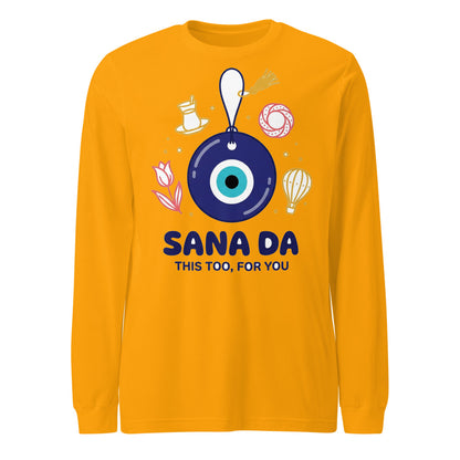 Sana Da Unisex Long Sleeve T-Shirt, Roots & Talks - Gold