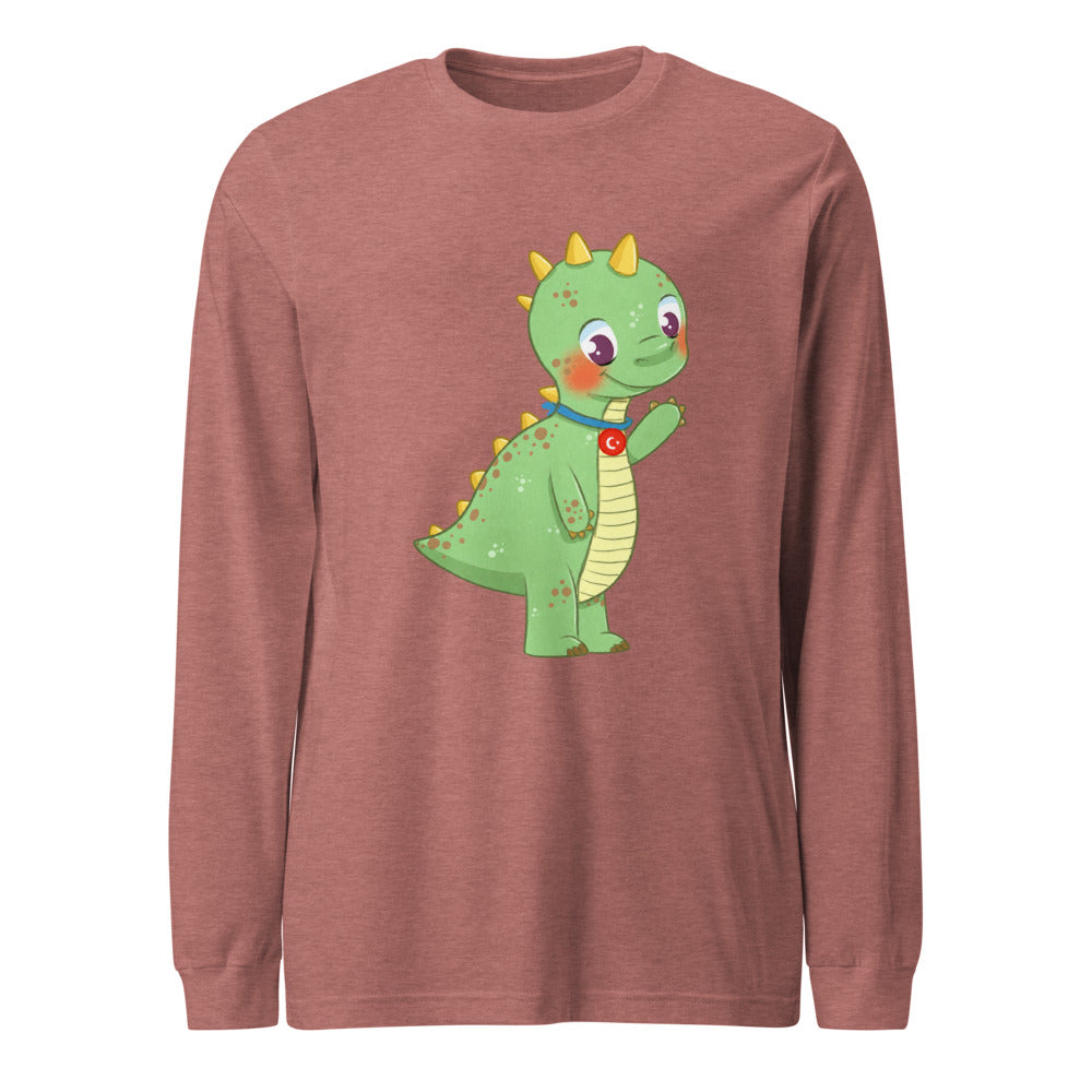 Dino Dinosaur Unisex Long Sleeve T-Shirt, Roots & Talks - Heather Mauve