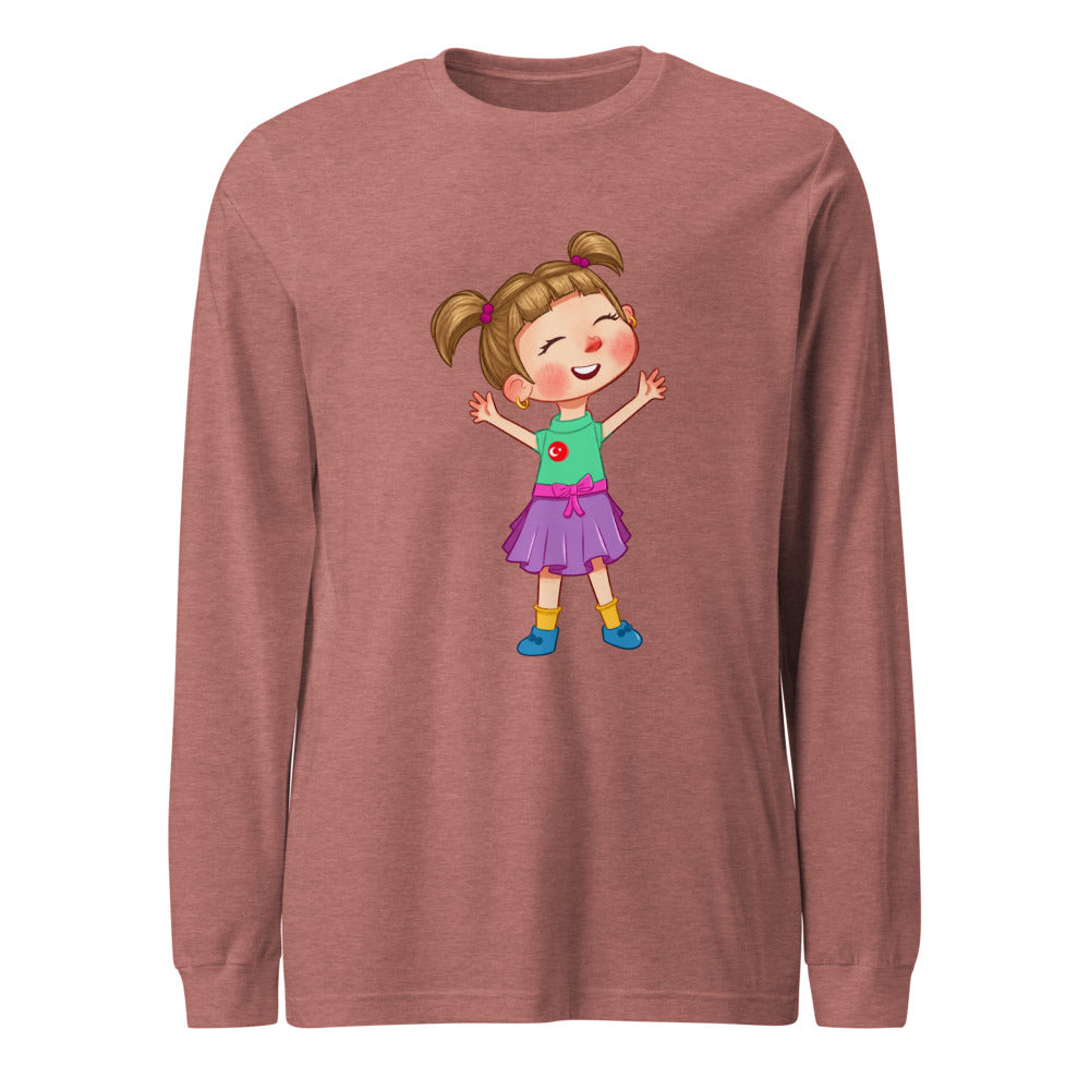 Ela Character Unisex Long Sleeve T-Shirt, Roots & Talks - Heather Mauve