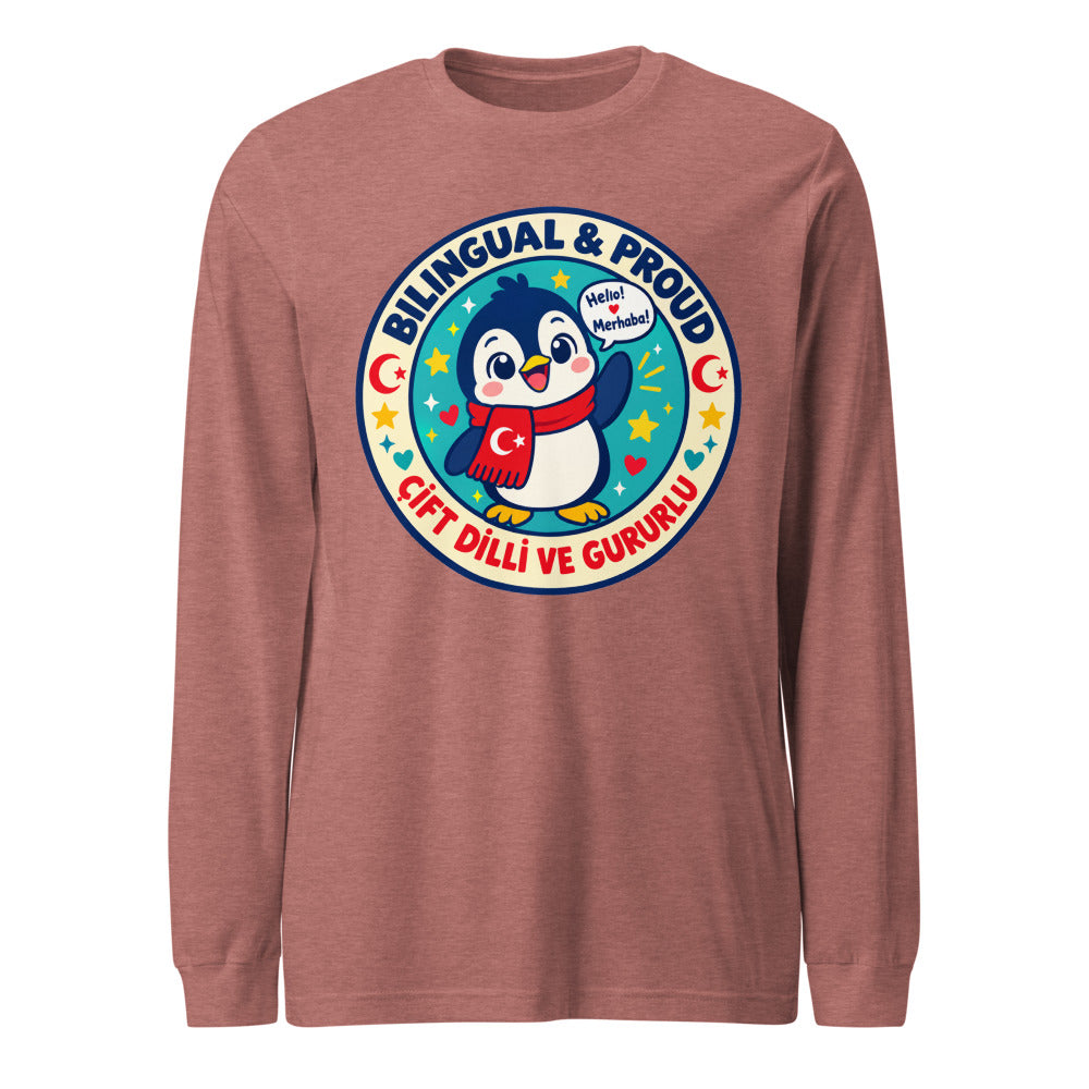 Bilingual & Proud Unisex Long Sleeve T-Shirt, Roots & Talks - Heather Mauve