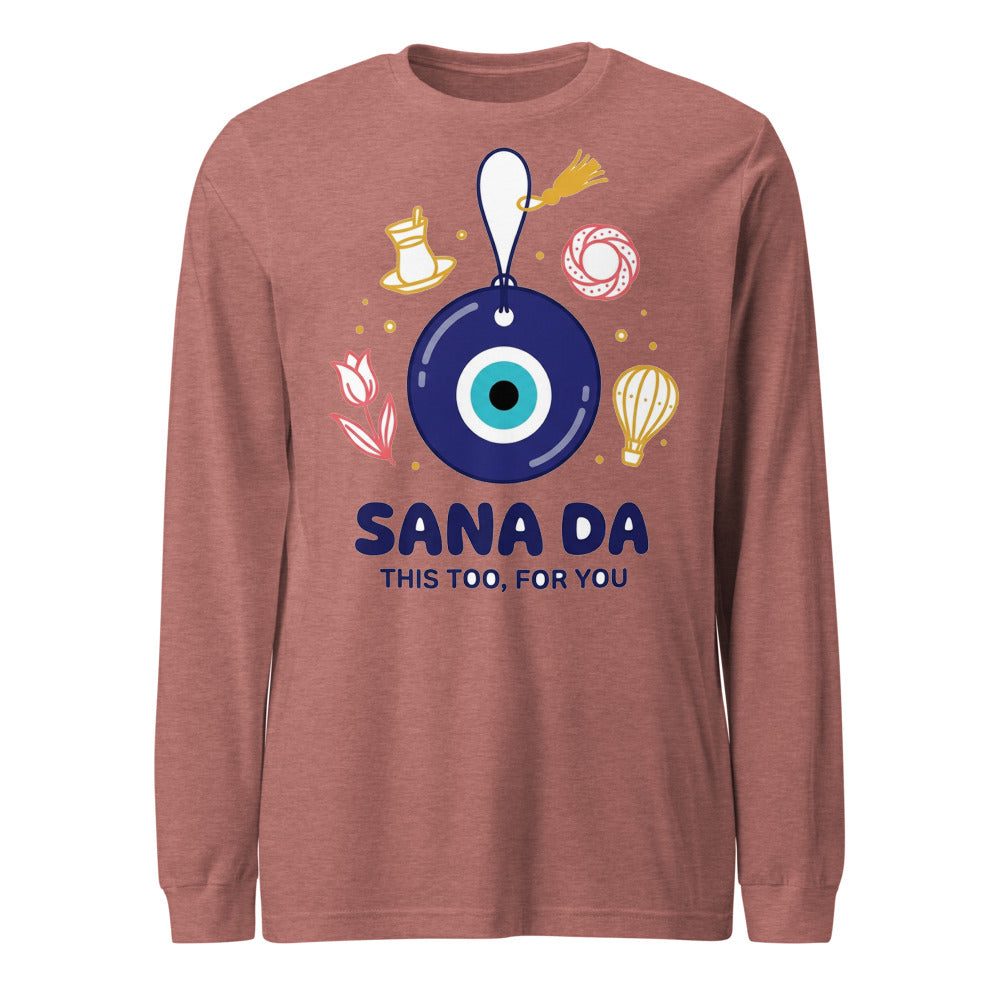 Sana Da Unisex Long Sleeve T-Shirt, Roots & Talks - Heather Mauve