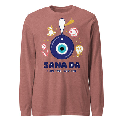 Sana Da Unisex Long Sleeve T-Shirt, Roots & Talks - Heather Mauve