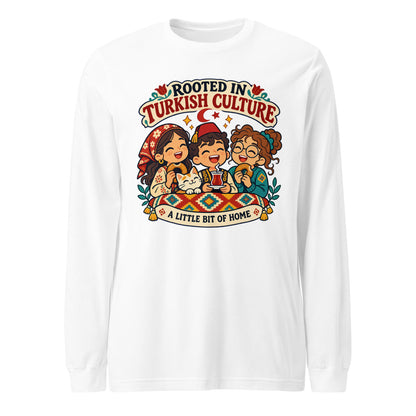 Rooted in Turkish Culture Unisex Long Sleeve T-Shirt, Roots & Talks - White