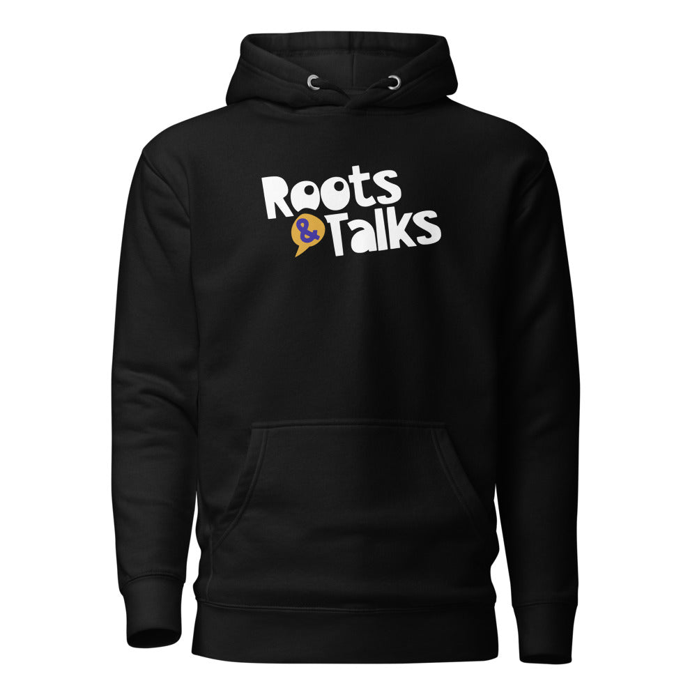 Roots & Talks Logo Unisex Premium Pullover Hoodie - Black