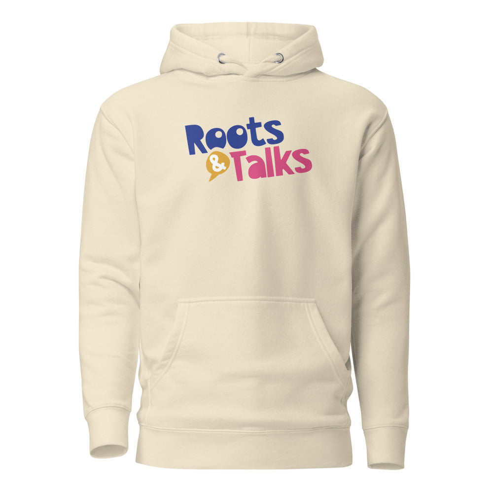 Roots & Talks Logo Unisex Premium Pullover Hoodie - Bone